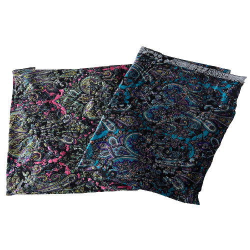 Teal Blue Sur Multicolor Burnout Stretch Velvet Fabric - Fashion Fabrics LLC