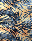 Gray | Beige Palm Tree Burnout Stretch Velvet Fabric - Fashion Fabrics LLC