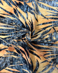 Gray | Beige Palm Tree Burnout Stretch Velvet Fabric - Fashion Fabrics LLC