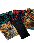 Black Palm Tree Burnout Stretch Velvet Fabric - Fashion Fabrics LLC