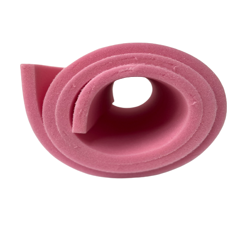 1/2&quot; Pink High Density Sew Foam With Tricot Backing - (ROLL 16 YARDS) - Fashion Fabrics LLC