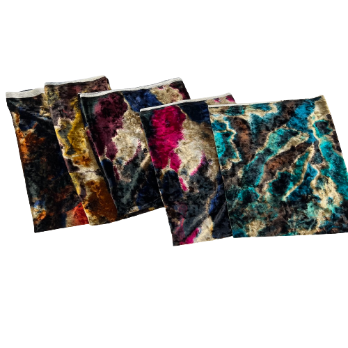Burgundy Multicolor Acid Tie Dye Stretch Velvet Fabric - Fashion Fabrics LLC