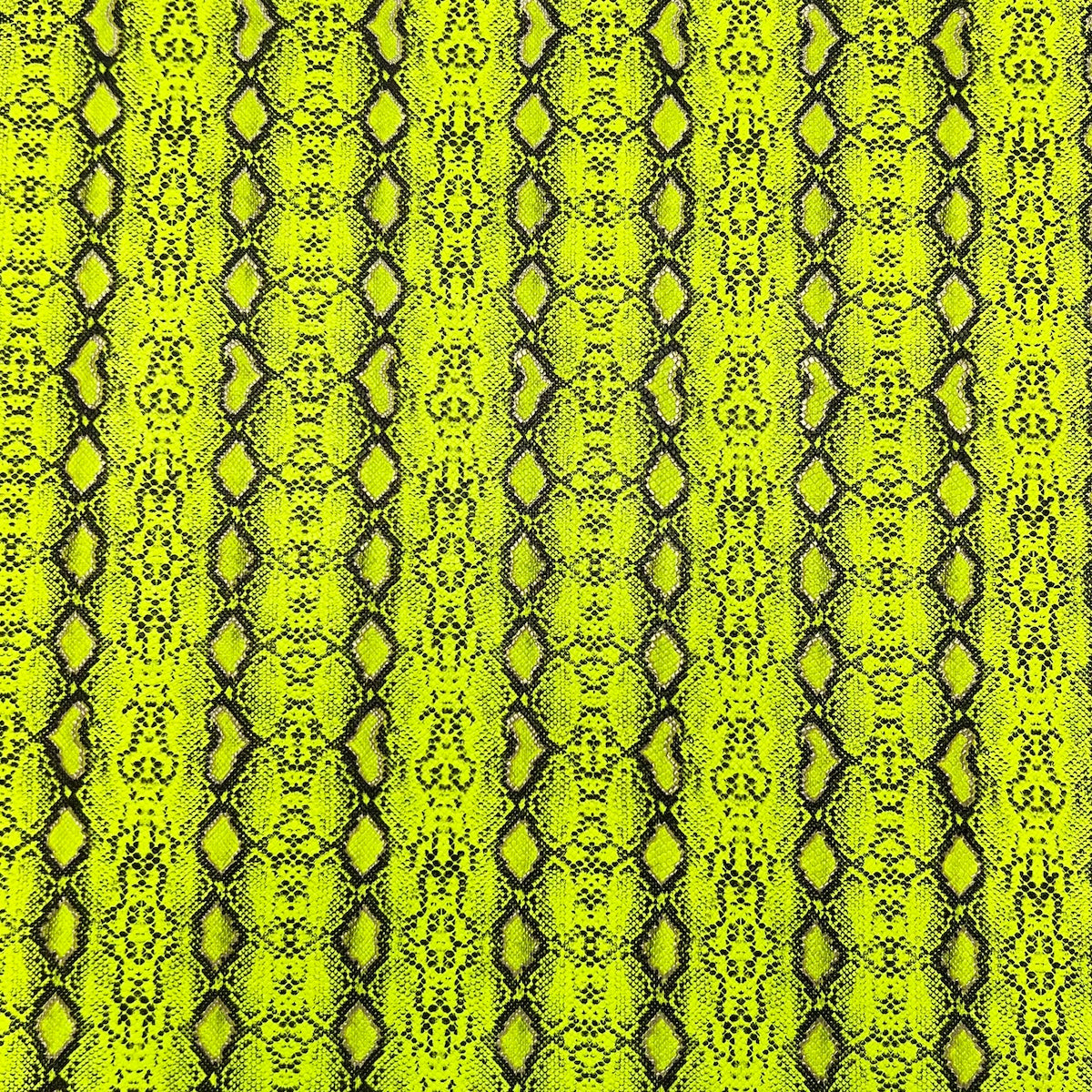 Neon Green Cobra Snakeskin Faux Leather Fabric - Fashion Fabrics LLC