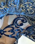 Navy Blue Armani Geometric Burnout Stretch Velvet Fabric - Fashion Fabrics LLC