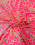 Neon Pink Armani Geometric Burnout Stretch Velvet Fabric - Fashion Fabrics LLC