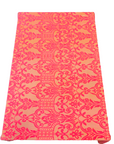 Neon Orange Armani Geometric Burnout Stretch Velvet Fabric - Fashion Fabrics LLC
