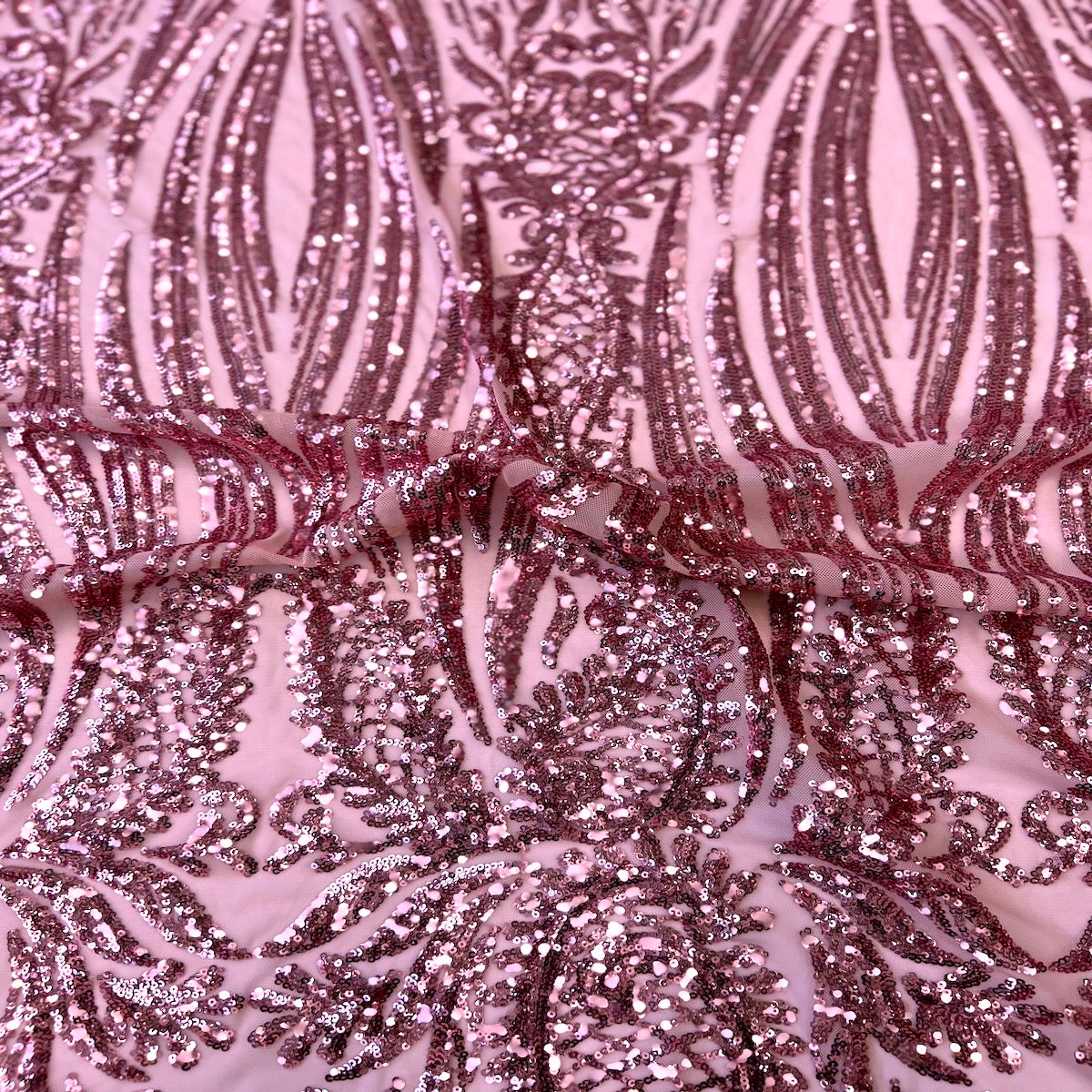 Dusty Pink Nebill Stretch Sequins Lace Fabric - Fashion Fabrics LLC