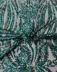 Hunter Green Nebill Stretch Sequins Lace Fabric - Fashion Fabrics LLC