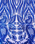 Royal Blue Nebill Stretch Sequins Lace Fabric - Fashion Fabrics LLC