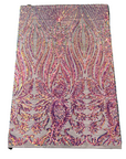 Rainbow Iridescent Black Mesh Nebill Stretch Sequins Lace Fabric - Fashion Fabrics LLC