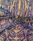 Rainbow Iridescent Nebill Stretch Sequins Lace Fabric - Fashion Fabrics LLC