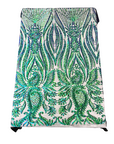 Green Iridescent Nebill Stretch Sequins Lace Fabric - Fashion Fabrics LLC