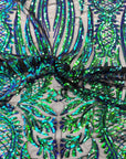 Green Iridescent Nebill Stretch Sequins Lace Fabric - Fashion Fabrics LLC
