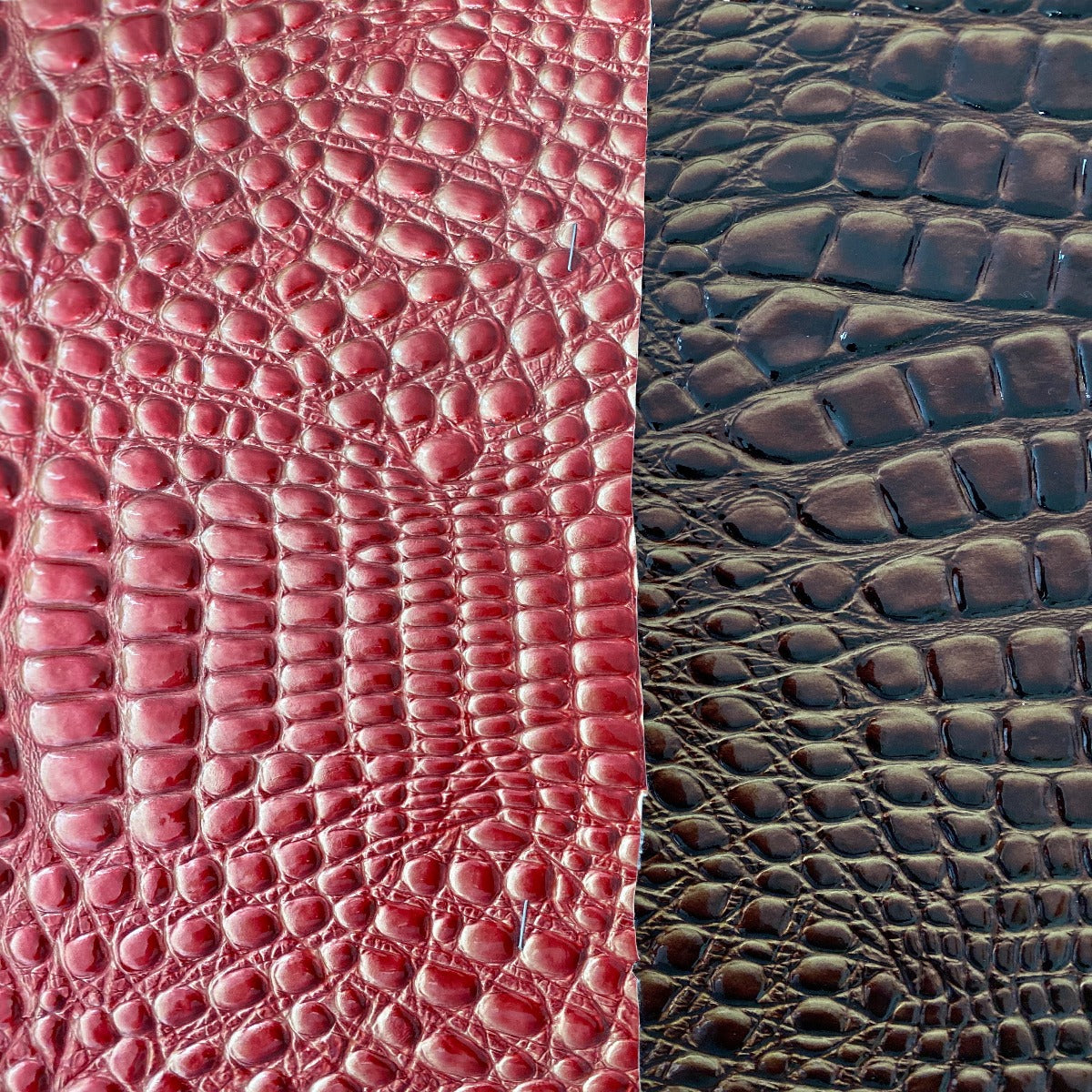 Brown Brickell Embossed Crocodile Vinyl Fabric - Fashion Fabrics Los Angeles 
