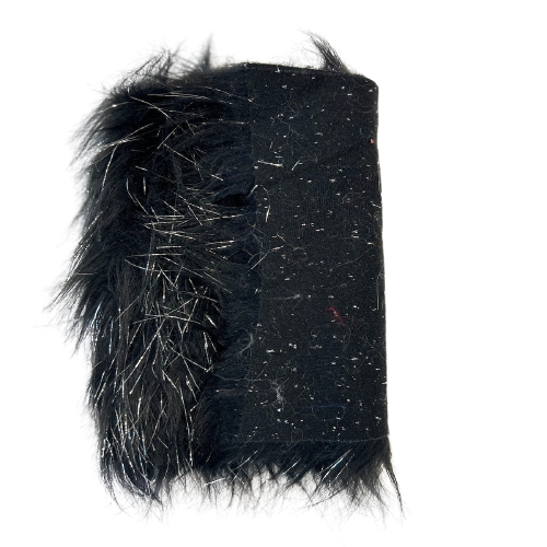 Black Tinsel Sparkle Glitter Long Pile Shaggy Faux Fur Fabric - Fashion Fabrics LLC