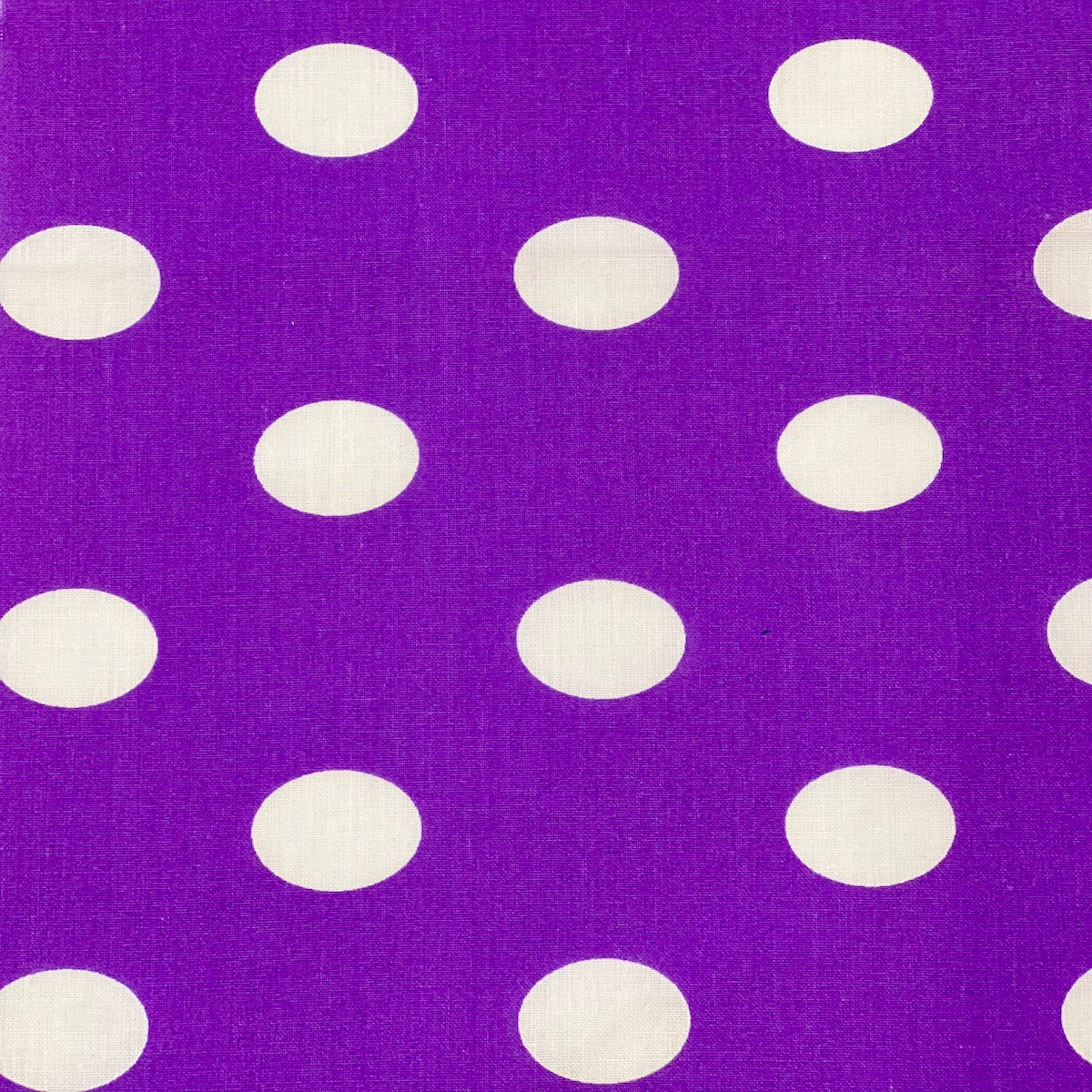 White | Purple Big Polka Dot Printed Poly Cotton Fabric - Fashion Fabrics LLC