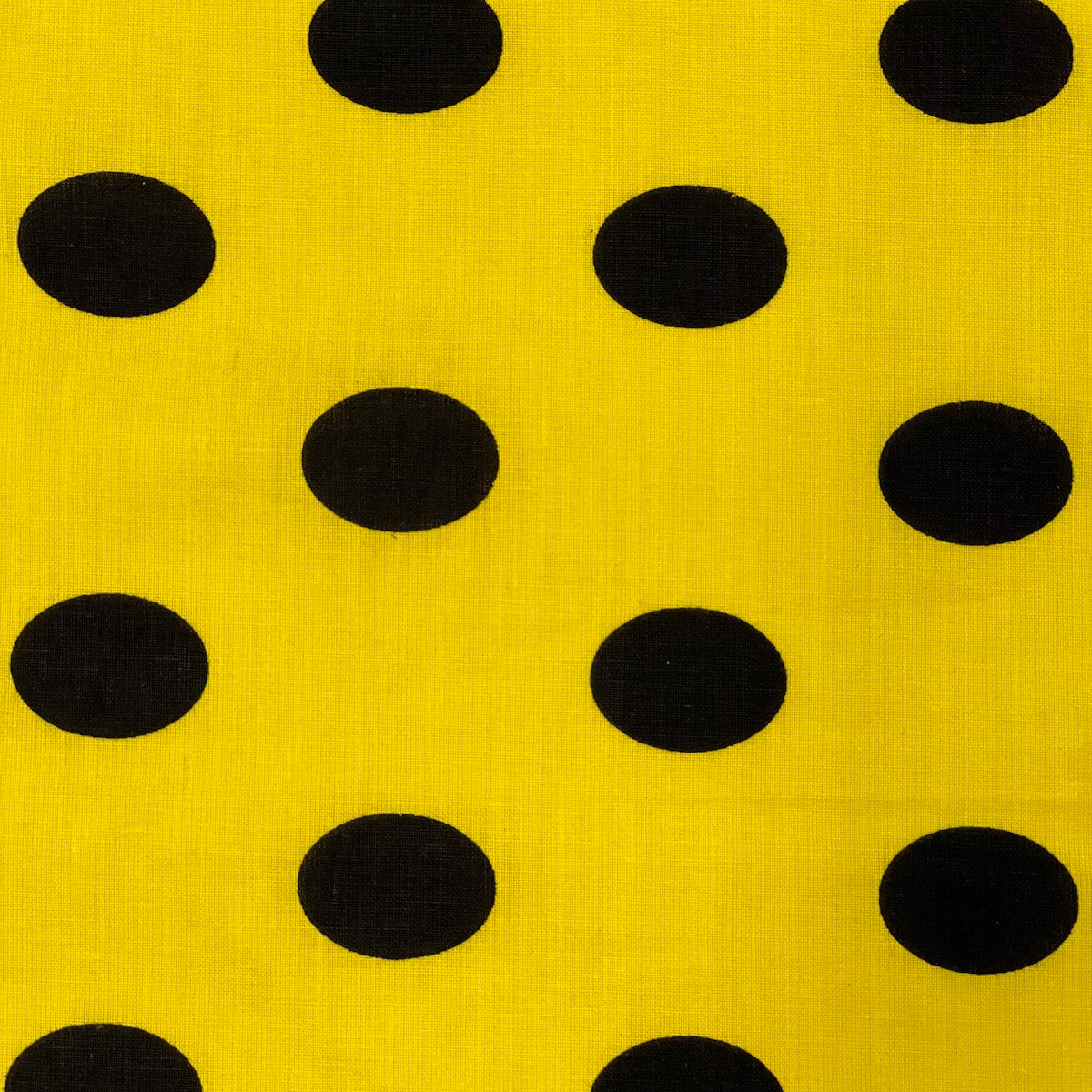Black | Yellow Big Polka Dot Printed Poly Cotton Fabric - Fashion Fabrics LLC