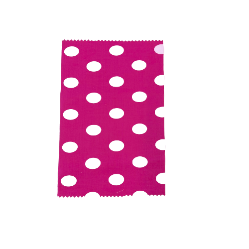 White | Hot Pink Big Polka Dot Printed Poly Cotton Fabric - Fashion Fabrics LLC