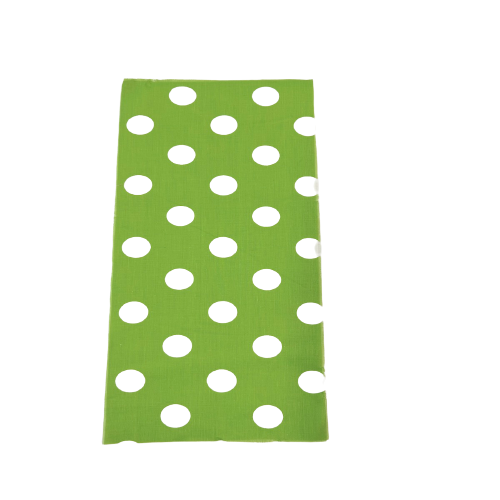 White | Lime Green Big Polka Dot Printed Poly Cotton Fabric - Fashion Fabrics LLC
