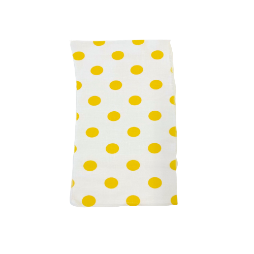 Yellow | White Big Polka Dot Printed Poly Cotton Fabric - Fashion Fabrics LLC