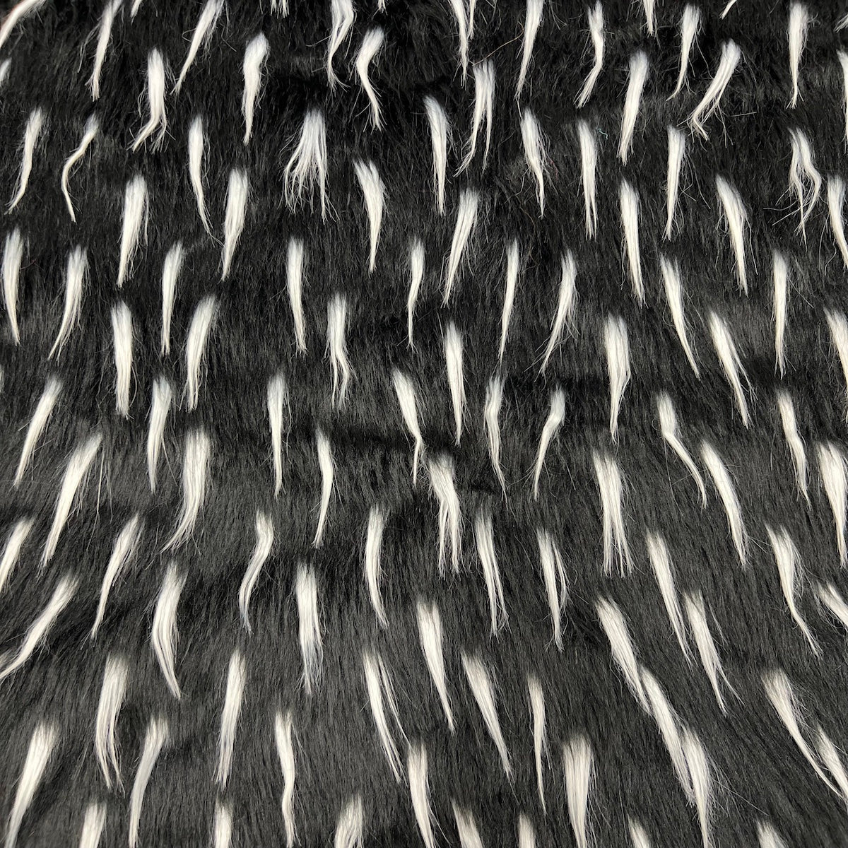 Black | White Two Tone Spike Shaggy Faux Fur Fabric - Fashion Fabrics LLC