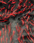 Black | Red Two Tone Spike Shaggy Faux Fur Fabric - Fashion Fabrics LLC