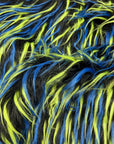 Tela de piel sintética lanuda de tres púas, negra, verde y azul
