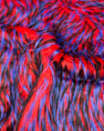 Tissu fausse fourrure Shaggy à trois pointes bleu noir rouge
