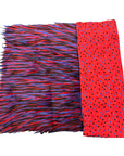 Blue Black Red Three Spike Shaggy Faux Fur Fabric