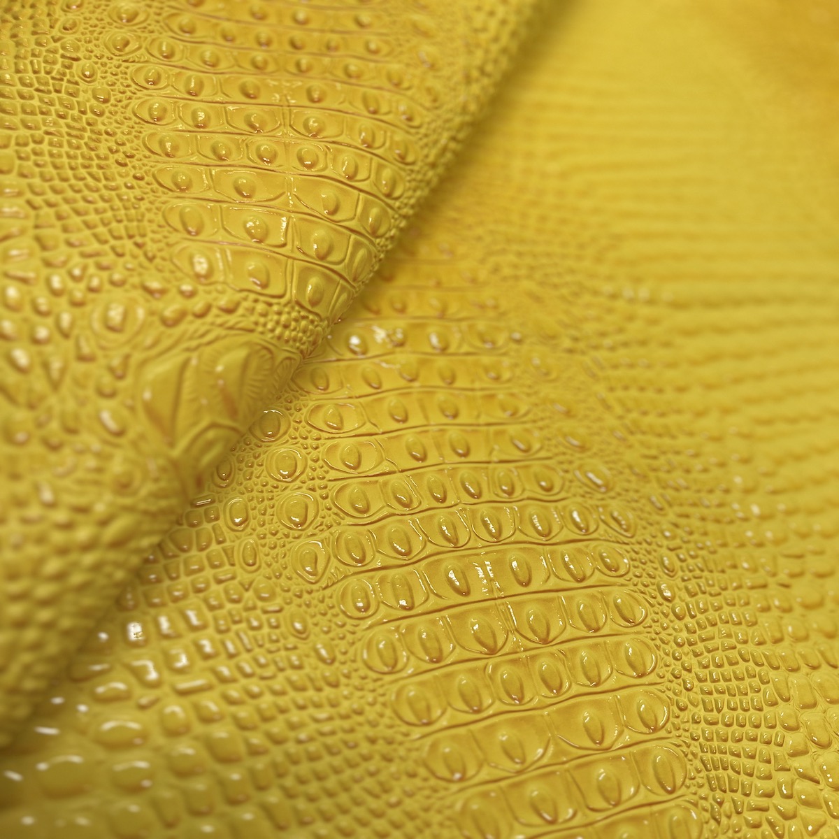 Yellow Aussie 3D Embossed Gator Vinyl Fabric - Fashion Fabrics LLC