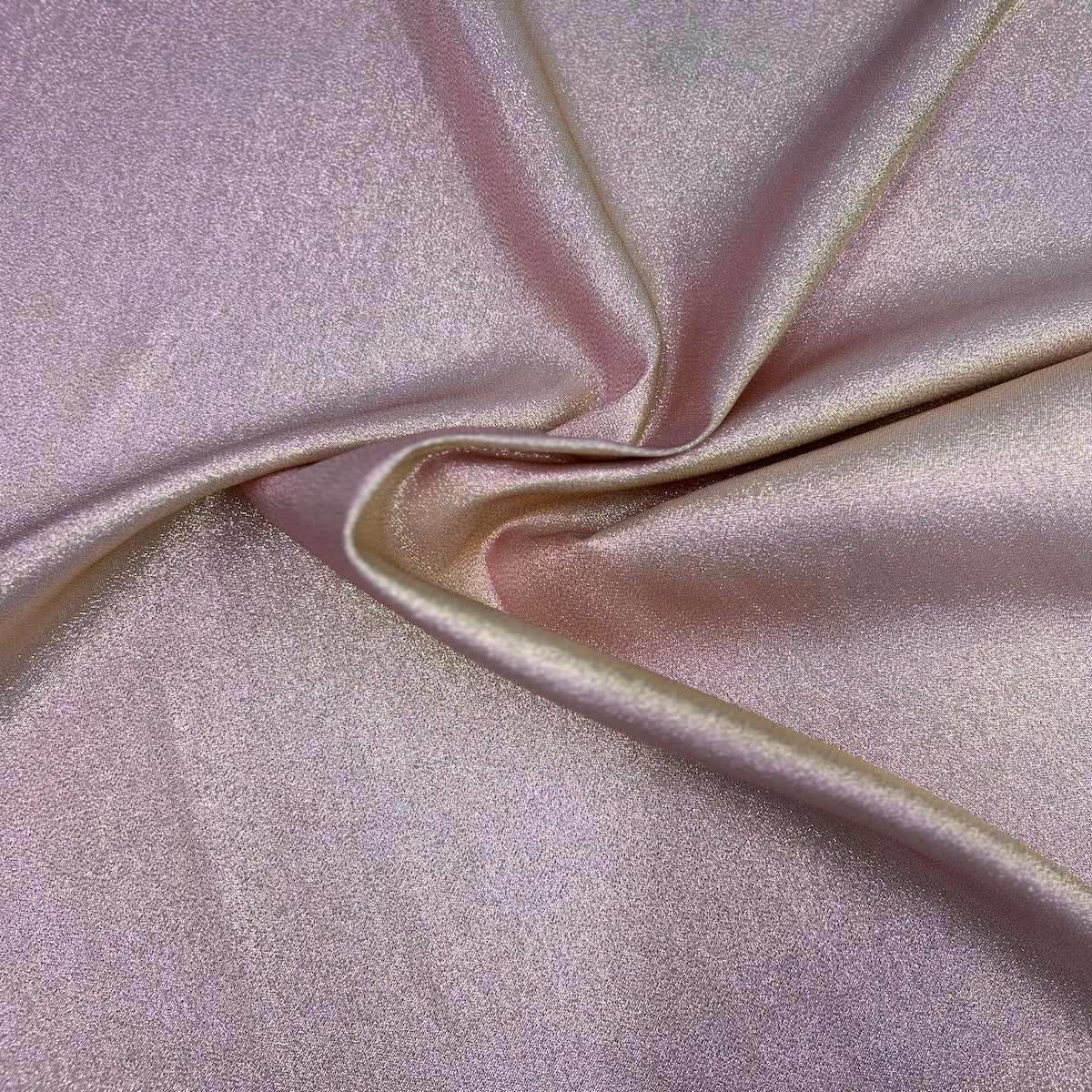Pink | Gold Iridescent Glitter Lurex Faux Satin Fabric