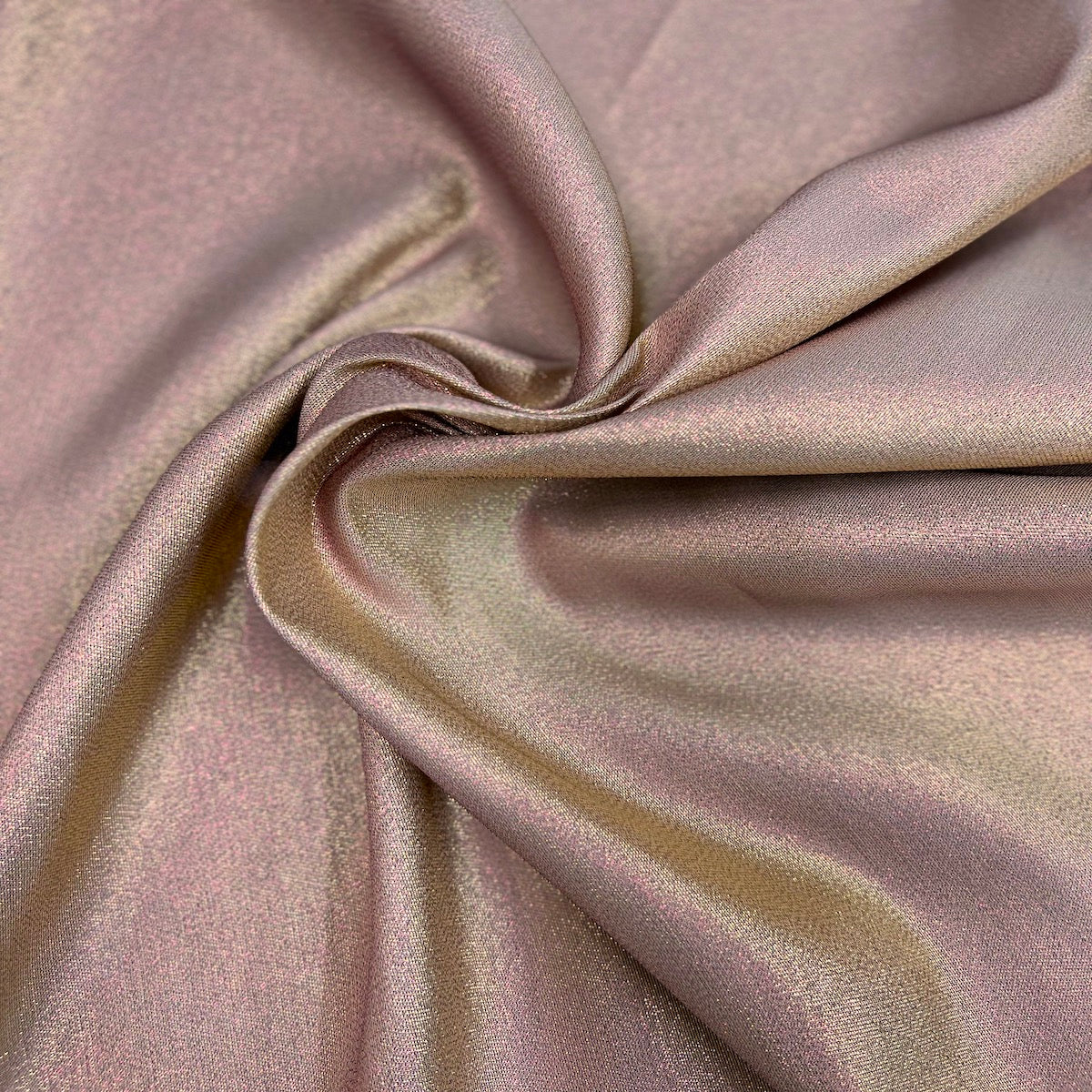 Rose Pink | Gold Iridescent Glitter Lurex Faux Satin Fabric