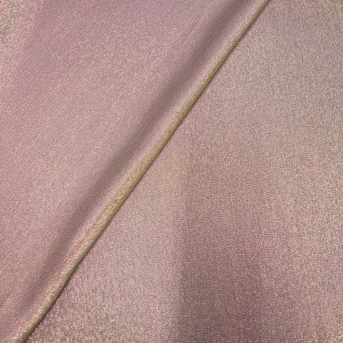 rosa rosa | Tela de satén sintético de lúrex con purpurina iridiscente dorada
