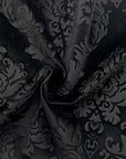 Black Damask Embossed Velvet Upholstery Drapery Fabric