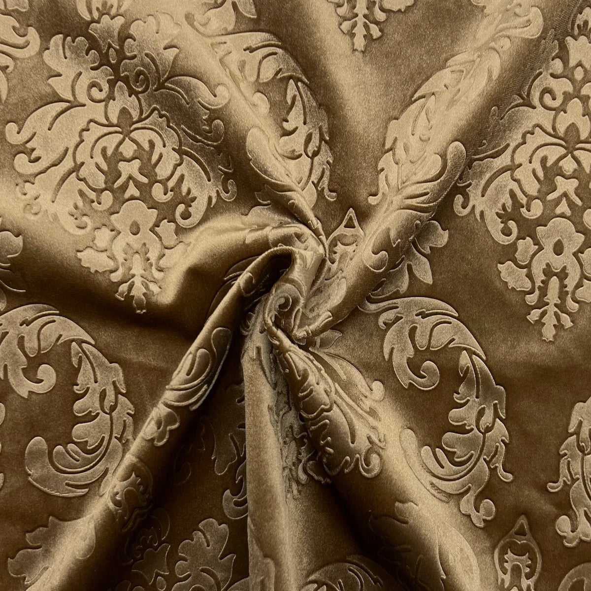 Beige Damask Embossed Velvet Upholstery Drapery Fabric