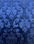 Royal Blue Damask Embossed Velvet Upholstery Drapery Fabric