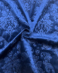 Tela para cortinas de tapicería de terciopelo en relieve damasco azul real