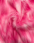 Tela de piel sintética lanuda de tres tonos rosa chicle