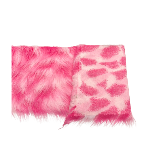 Bubble Gum Pink Three Tone Shaggy Faux Fur Fabric