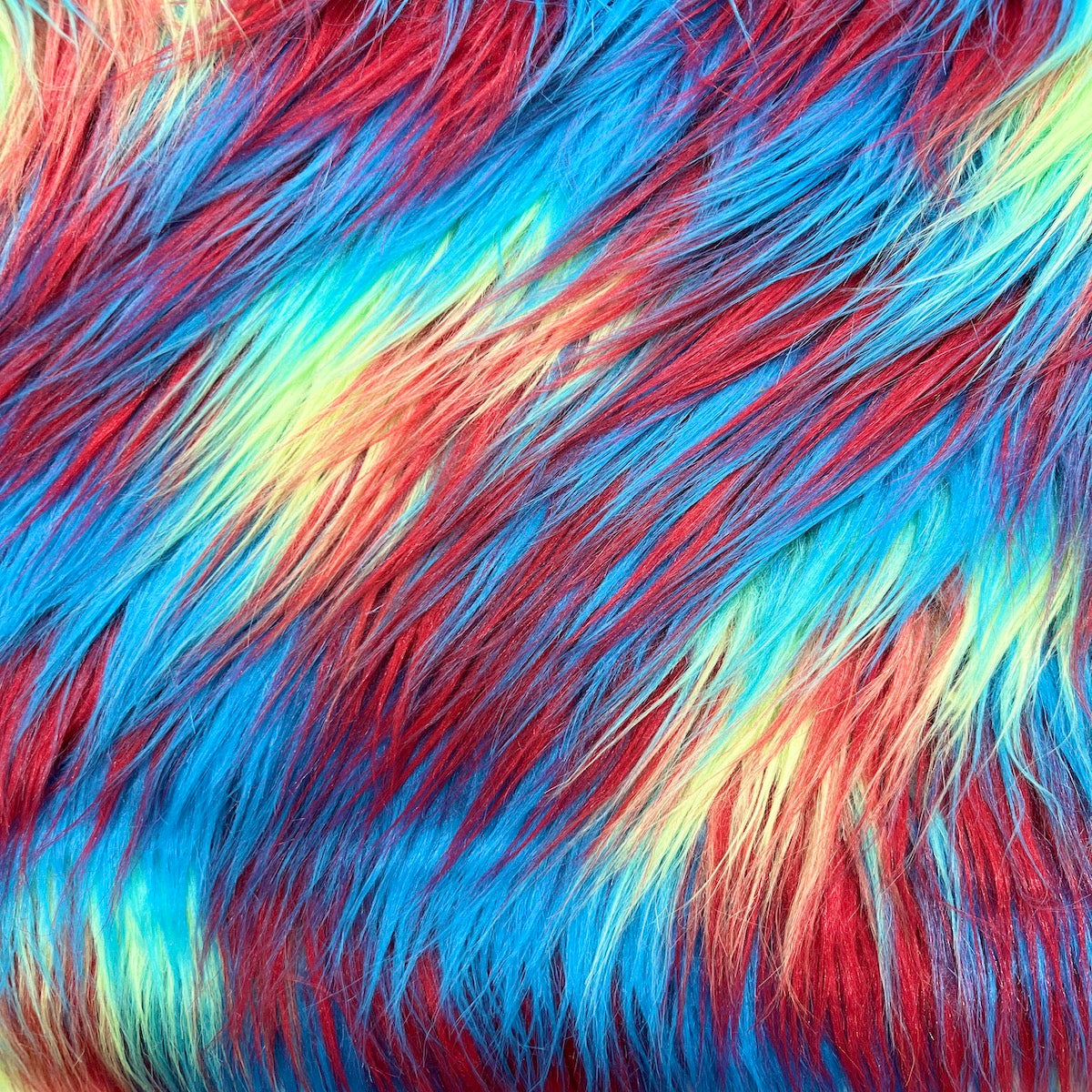 Rainbow Three Tone Shaggy Faux Fur Fabric