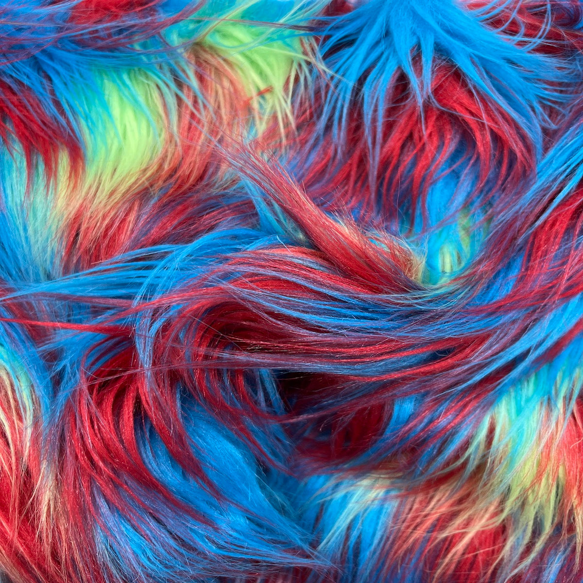 Rainbow Three Tone Shaggy Faux Fur Fabric
