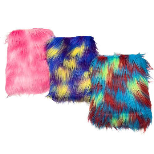Faux Fur Fabric - Wave Dye Rainbow Multi-Color Decoration Soft Furry F