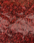 Tela de piel sintética peluda de pelo largo con estampado de husky negro rojo