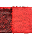 Tissu fausse fourrure à poils longs à imprimé Husky rouge et noir