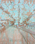 Pearl Blue Iridescent Alta Striped Damask Sequins Lace Fabric