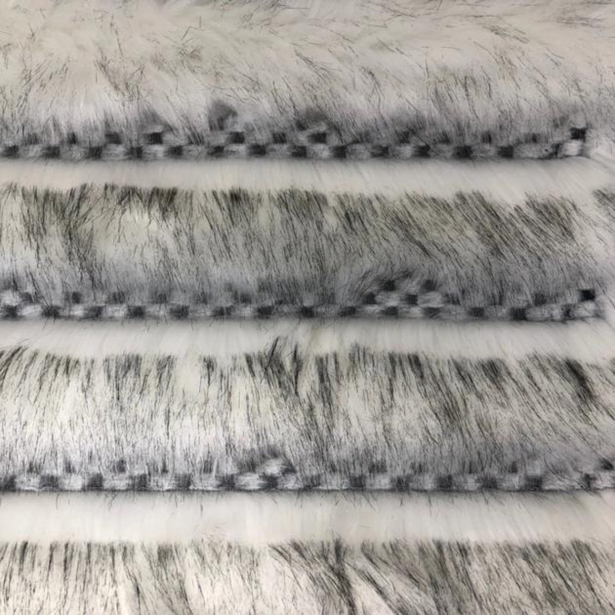 Black White Husky Striped Checkered Faux Fur Fabric - Fashion Fabrics Los Angeles 