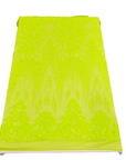 Tissu en dentelle à paillettes damassé rayé Alta vert Slime