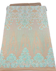 Pearl Blue Iridescent Alta Striped Damask Sequins Lace Fabric