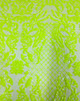 Slime Green Luna Stretch Sequins Lace Fabric