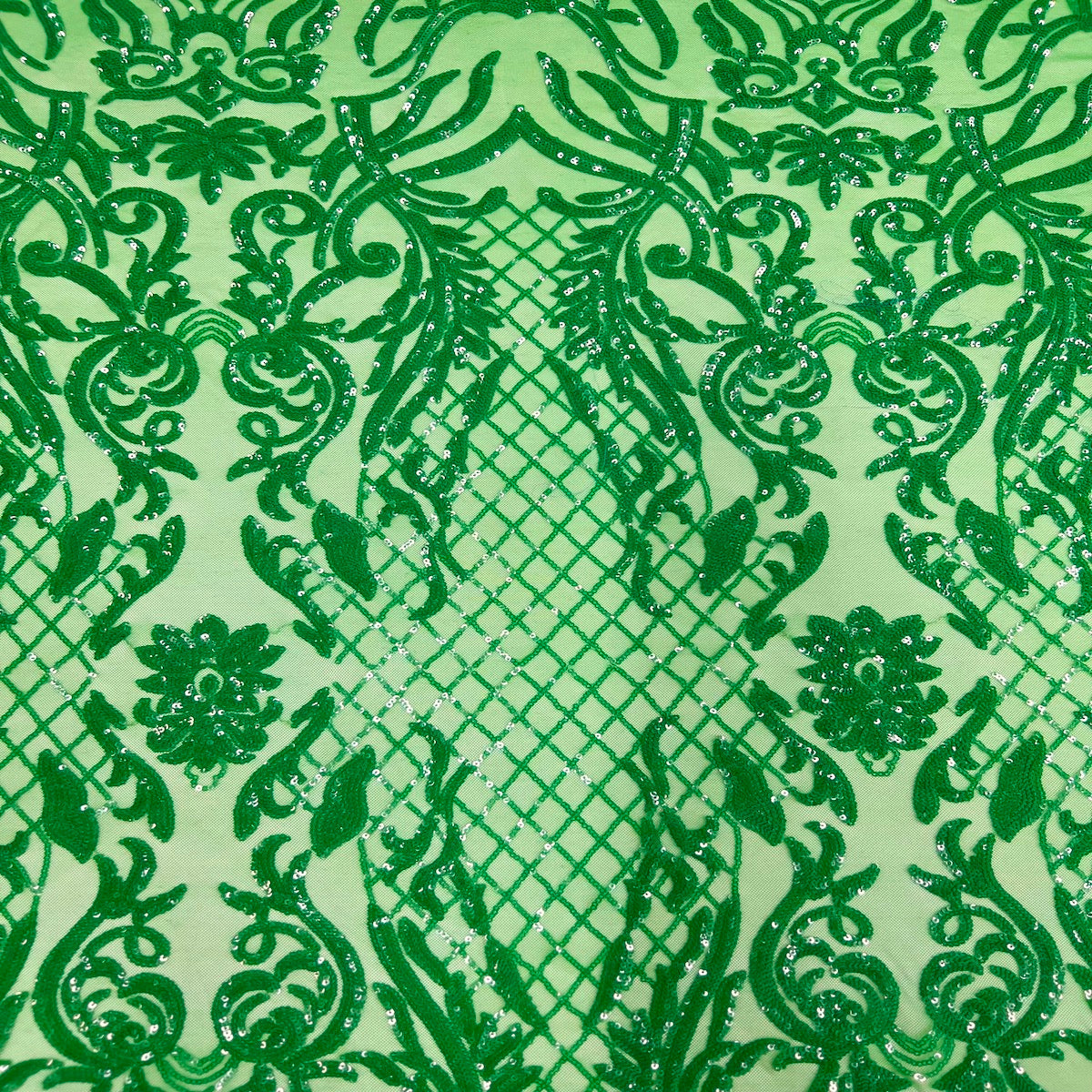Emerald Green Luna Stretch Sequins Lace Fabric